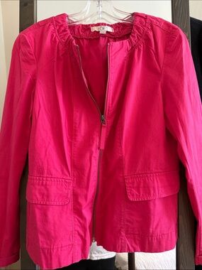LOFT Pink Zip-Front Utility Jacket
